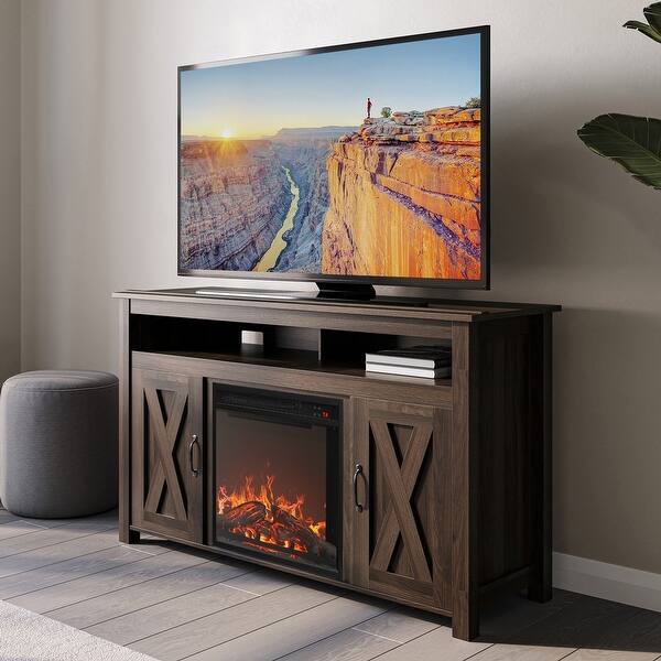 BELLEZE 48" TV Stand W/ 18" Fireplace & Remote Control Bed Bath
